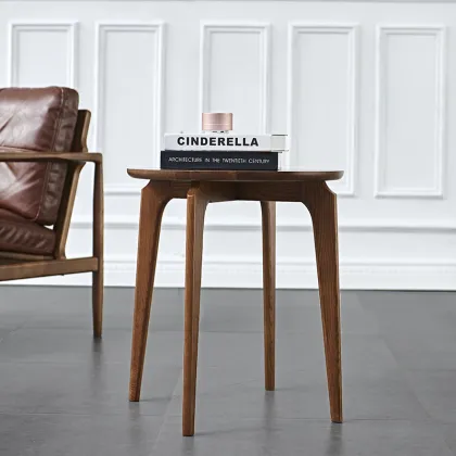Nordic Solid Wood Small Tea Table Ash Wood Round Side Table