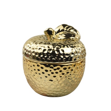 Creative Gold Plated Ceramic Jewelry Box with Apple and Pear Shapes for Luxury Gifts and Home Decor