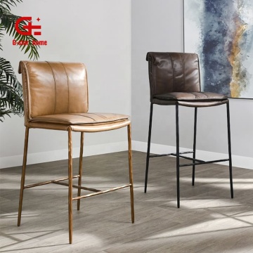 Luxury Hand-Made Metal Legs Bar Stool with PU Upholstery