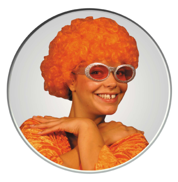 Unisex Short Fluffy Afro Wig - Kinky Curly Disco Hippie Wig for Cosplay and Parties (Orange)