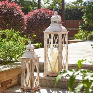 Farmhouse Wood Metal Lanterns