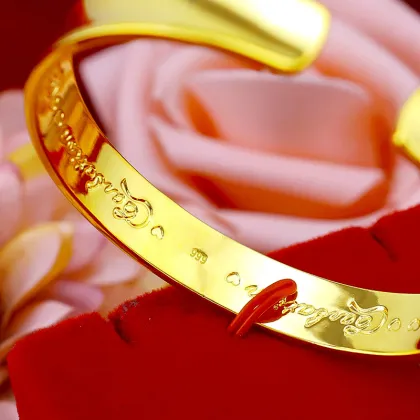 Fast Shipping Japan, South Korea & Vietnam Inspired Sargent Gold Plated Carnations Wide Version Bracelet - Popular Fashion Jewelry