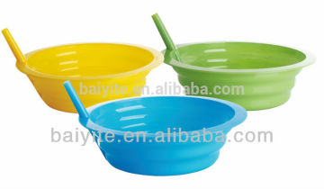 plastic bowl with straw,kids straw bowl