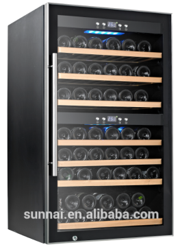 stainless steel door dual zone compressor wine fridge