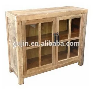 Vintage Reclaimed Glass Cabinet Sideboard Buffet