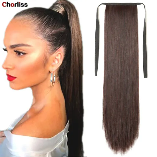 Wholesale Cheap Price 22 Inch Long Straight Natural Ponytail Hair Piece For Women Chorliss Synthetic Ponytail Hair Extension