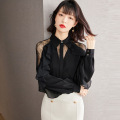 women's lace black top