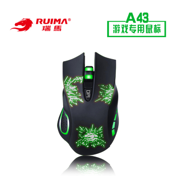 Grand New2400 DPI Wired Optical Green Warrior LED Backlight Gaming Mouse With 6 Button For Computer .