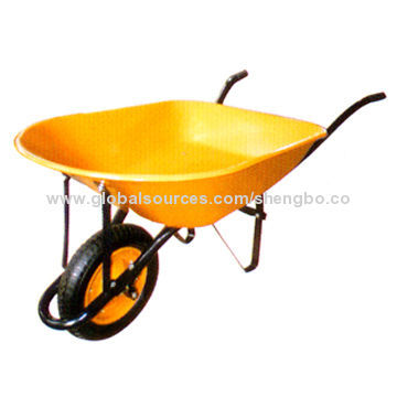 Wheelbarrow with steel tray and 160kg load, 78L water capacity, steel pipe handle