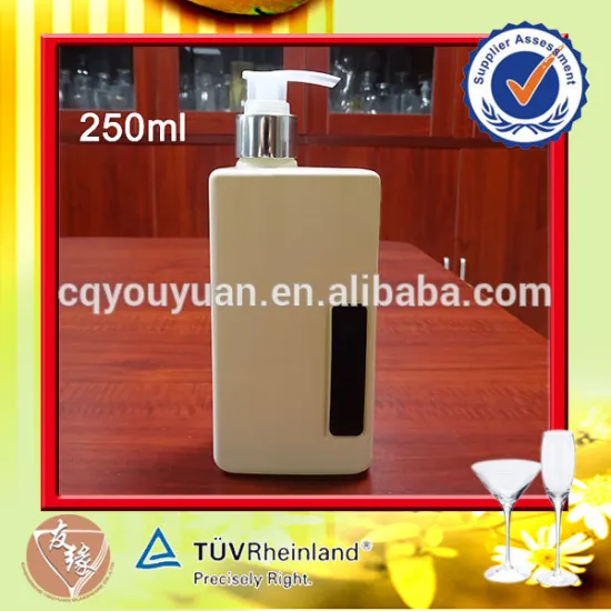 Glass material beige color 250ml hand soap dispenser glass bottle