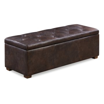 Modern Faux Leather Storage Ottoman with Metal Hinge for Living Room Bench