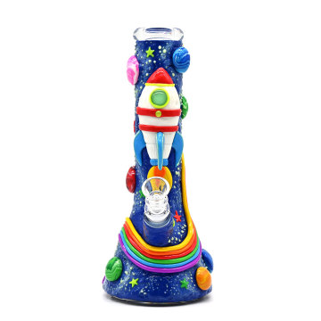 Space rocket luminous Glass Beaker Bong