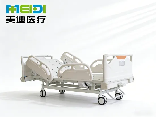 Reinforced Punching Single Crank Bed, Four Small Guardrails, Anti-Collision Head & Foot Board, Central Brake Elderly Nursing Bed