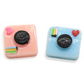 21mm Resin Pink Blue Color Simulated Camera Flatback Ornament for Key Chain Decorations 3D Craft