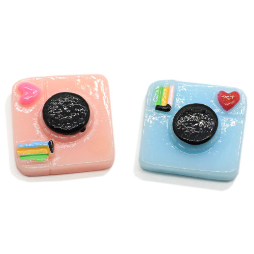 21mm Resin Pink Blue Color Simulated Camera Flatback Ornament for Key Chain Decorations 3D Craft