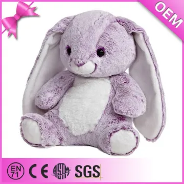 OEM Custom long ears purple soft bunny plush toys, stuffed bunny for baby