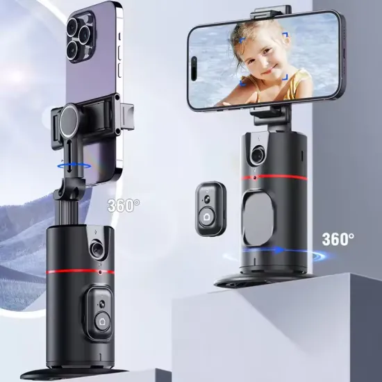 360-Degree Rotating Auto Selfie Face Tracking Smartphone Stand: Portable OEM Desk & Bed Sports Mobile Phone Holder