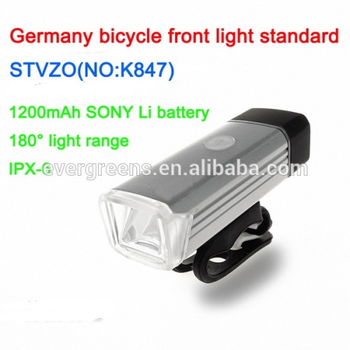 2016 new design Germany certification aluminium magnesium alloy rechargeable led bike lamp