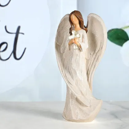 Revinno Praying Commemorating Angel Statue, Holding the Cross