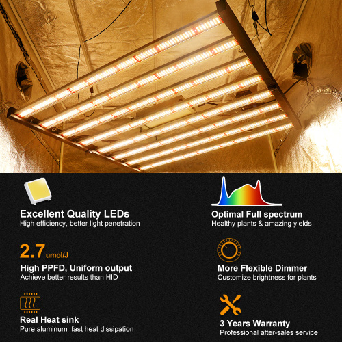 Tanaman lipat 640W LED tumbuh spektrum penuh cahaya