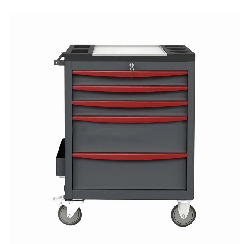 Black Metal Tool Trolley with Drawers