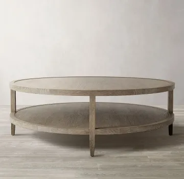 Vintage Industrial Mango Wood Coffee Table with Round Top