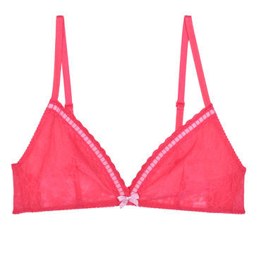 Ladies' Bikini Tops, Made of 90% Nylon/10% Spandex Lace, Available in Pink, OEM/ODM Orders Welcome