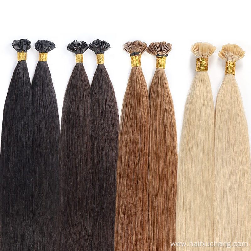 European Flat Keratin Tip Hair Extension Fused Flat Human Hair Extensions Blonde #60 Hair For White Women