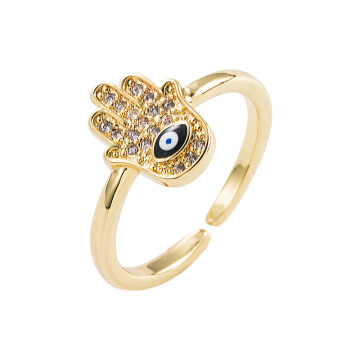 Dainty Light Luxury Zircon Eye Hand Open Rings - Adjustable Fine Jewelry for Girls