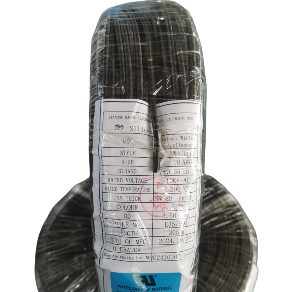 UL3573 18AWG BLACK SILICONE WIRE/CABLE