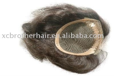 Uique French lace 100% human hair men's toupee