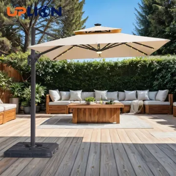 Uplion 10x10FT Aluminum Solar LED Cantilever Umbrella