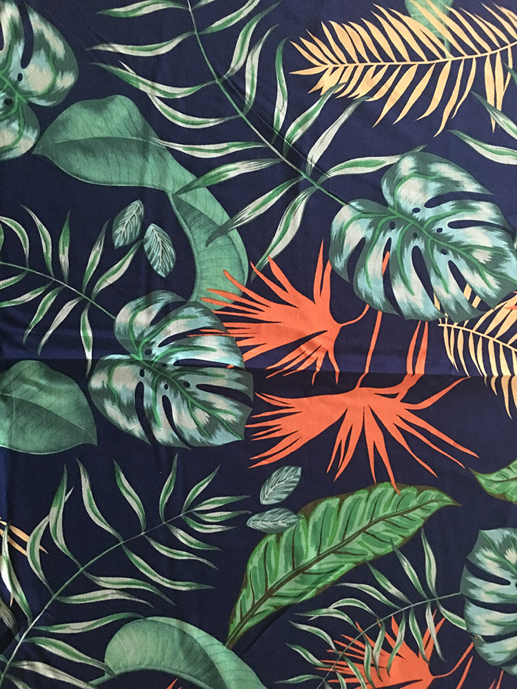 Tissu pour impression à jet d&#39;air Rayon Challis 30S - Feuilles tropicales