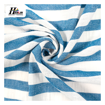 Wholesale Polyester Fabric with Stripe Print Mimicking Linen for Men's Shirts