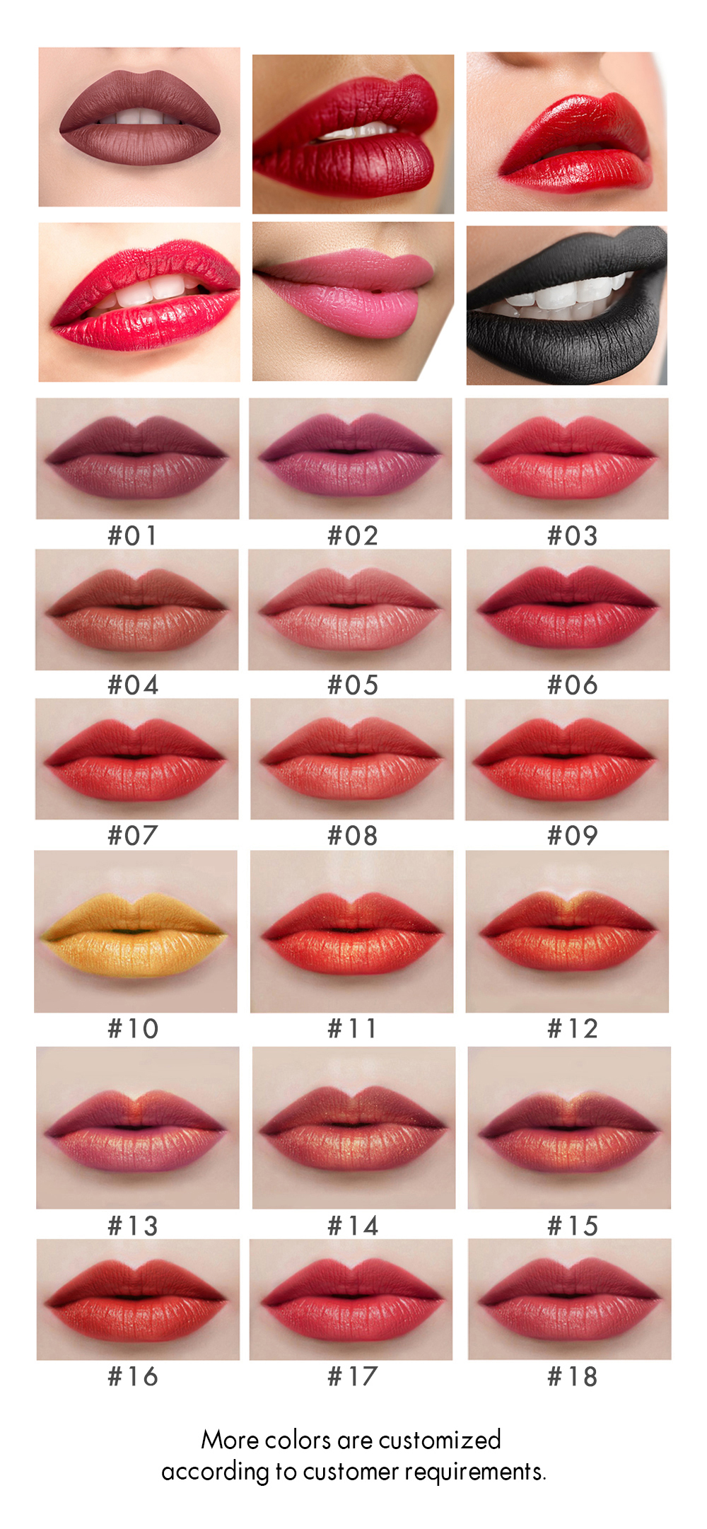 Moisturizing lipstick color card