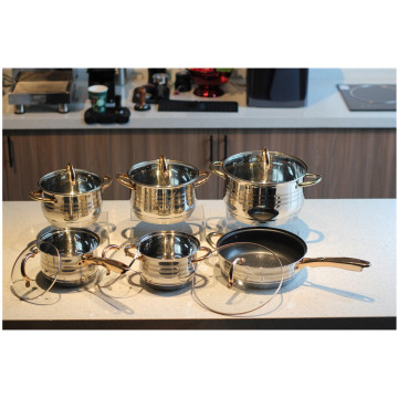 Gold handle cookware cooking pot set