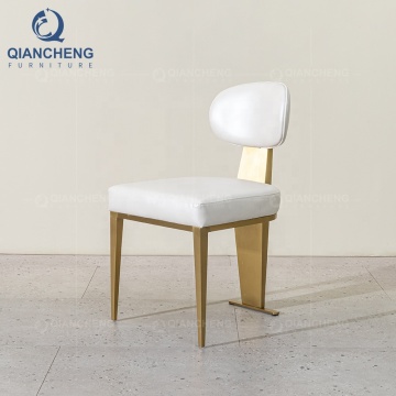 QIANCHENG Golden Stainless Steel Wedding Dining Chairs with Fabric Synthetic Leather