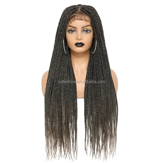 Top Box Twist Braids Wigs With Baby Hair  30 Inch Fully Handmade 4X4 Synthetic box braids lace front wig