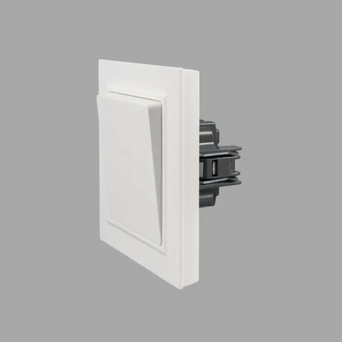 Sakelar Tombol Tunggal 10A Putih dengan Bingkai