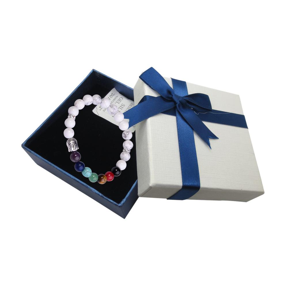 Bracelet Howlite Bouddha 7 Bijoux Perles en Alliage Chakra