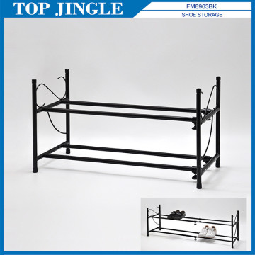 Cheap Black Color 2 Tier Extensible Shoe Rack