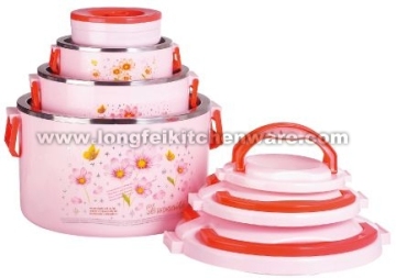 4PCS Plastic Food Warmer With Stainless Steel Liner