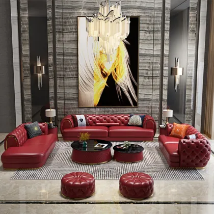 Modern European High-End Leather Sofa - Comfortable Upholstery Furniture