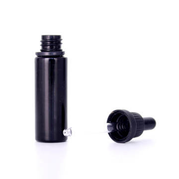 Black Glass Bottle With Ribbed Dropper