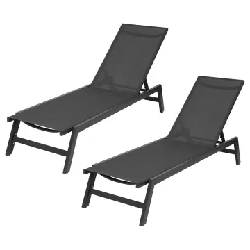 Aluminium Beach Chaise Lounge with Wheels: Outdoor Garden Patio Sling Sun Lounger