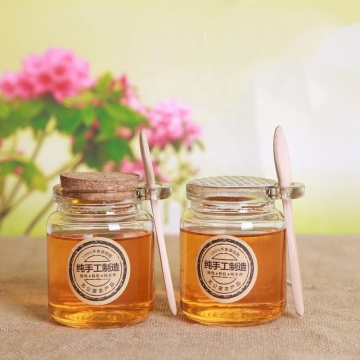 Wooden Lid Sauce Glass Bottles - 200ml & 250ml Storage Jars for Honey and Cosmetics
