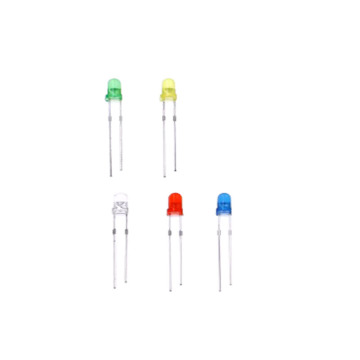 100PCS Bag F3 Ultra Bright 3MM LED Diodes Kit - Green, Yellow, Blue, White, Red