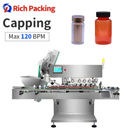 High Speed RQ-120 Automatic Metal Glass Plastic Cap Screwing Capper Machine