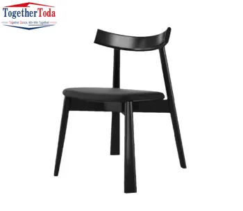 Minimalist Black Leather Seat Dining Chair