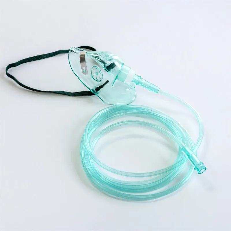 Medical Single Use Green/Transparent PVC Oxygen Facial Mask with 2m Tube